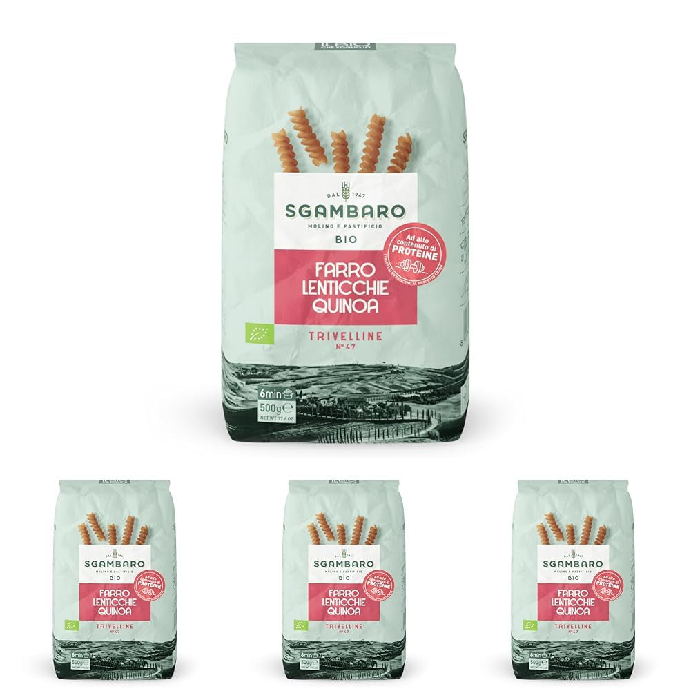 Biotészta Trivelline N.47 - 500g tönkölyliszttel, lencseliszttel és quinoaliszttel - Gazdag fehérjében, rost- és fehérjeforrás