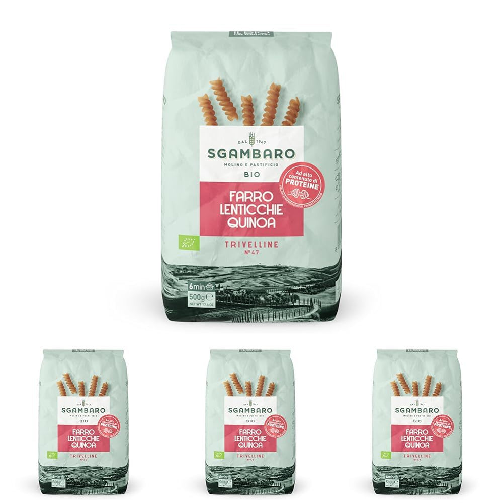 Biotészta Trivelline N.47 - 500g tönkölyliszttel, lencseliszttel és quinoaliszttel - Gazdag fehérjében, rost- és fehérjeforrás