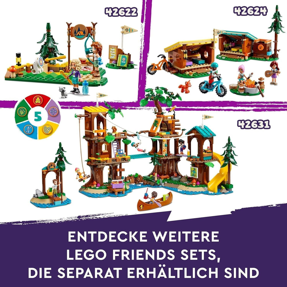 LEGO Friends íjászat az Adventure Camp Kids Kalandtáborban építőjáték íjjal és nyíllal, 2 figurával és egy mosogatóval, 6 év feletti lányoknak és fiúknak 42622 építőkészletek Besuche den LEGO-Store