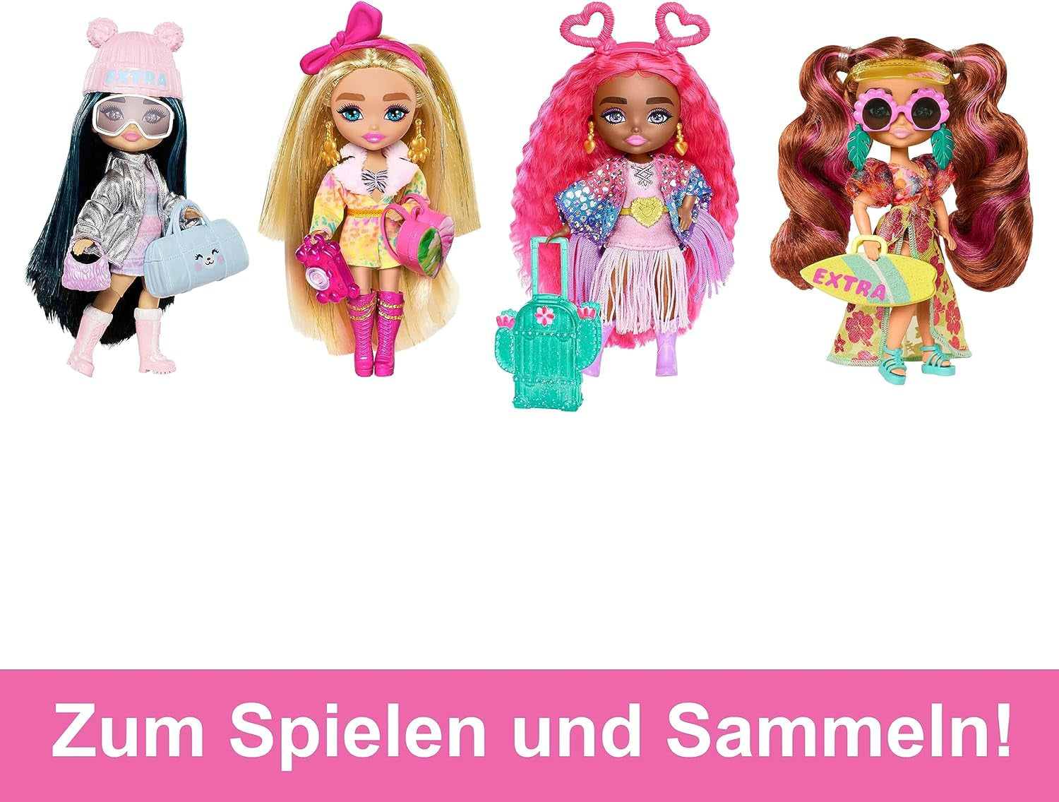 Barbie Extra Fly Reisepuppe - Mini Puppe mit Wüstenoutfit, glitzerndem Cape und Kaktus-Koffer, bewegliche Ellbogen und Knie für modebewussten Spielspaß, für Kinder ab 3 Jahren, HPB19