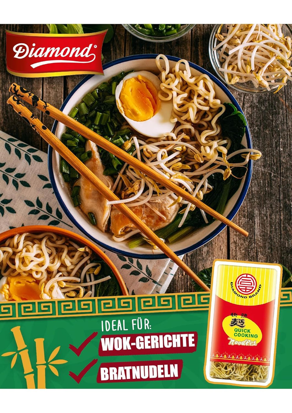 GYÉMÁNT instant tojásmentes tészta, instant búzalisztes wok tészta és köret - 1 x 500 g