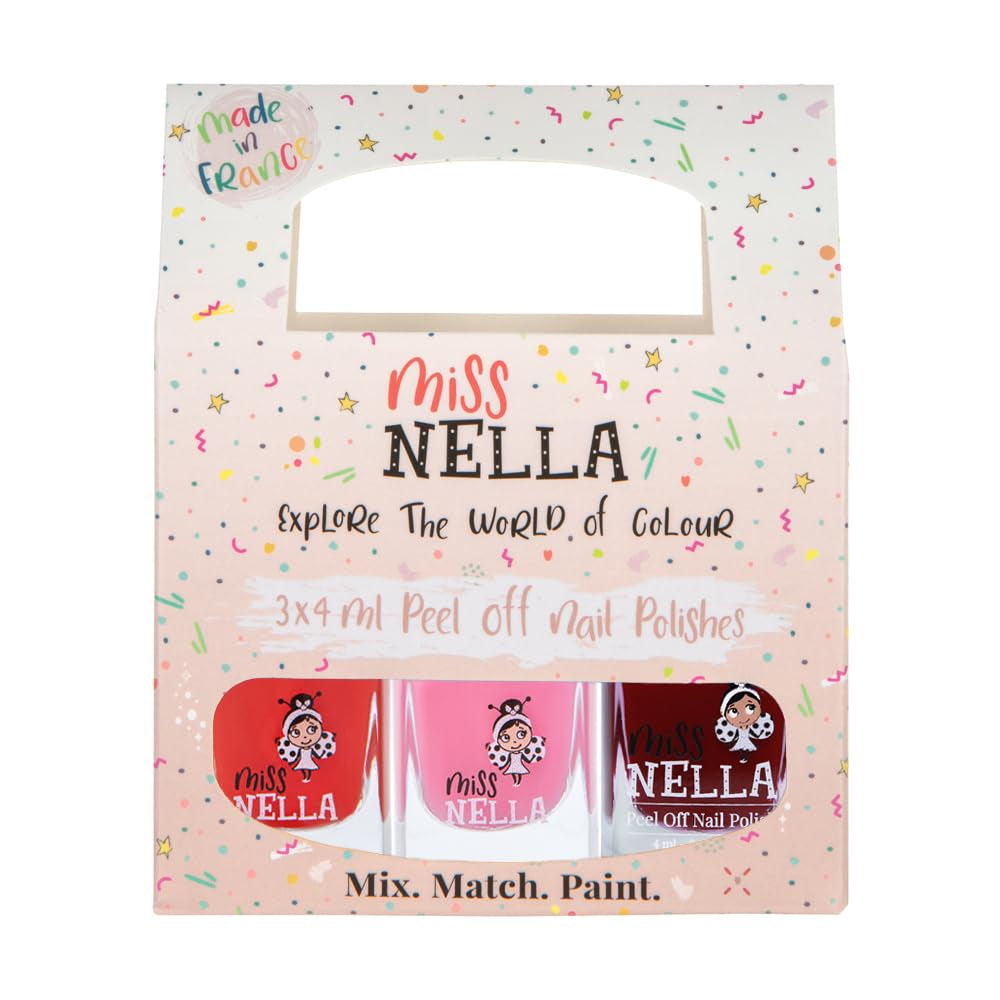 Miss Nella Magic Collection 4 részes csillogó körömlakk szett: rózsaszín, piros, arany és kék, speciális gyerekeknek kivehető körömlakk, nem mérgező, vízbázisú, szagtalan