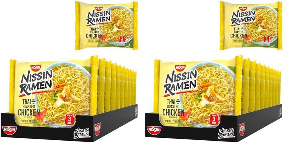 Nissin Ramen - Thai sült csirke 10 csomag ázsiai stílusú instant tészta thai recept Gyors és egyszerű ázsiai étel (10 x 65 g)
