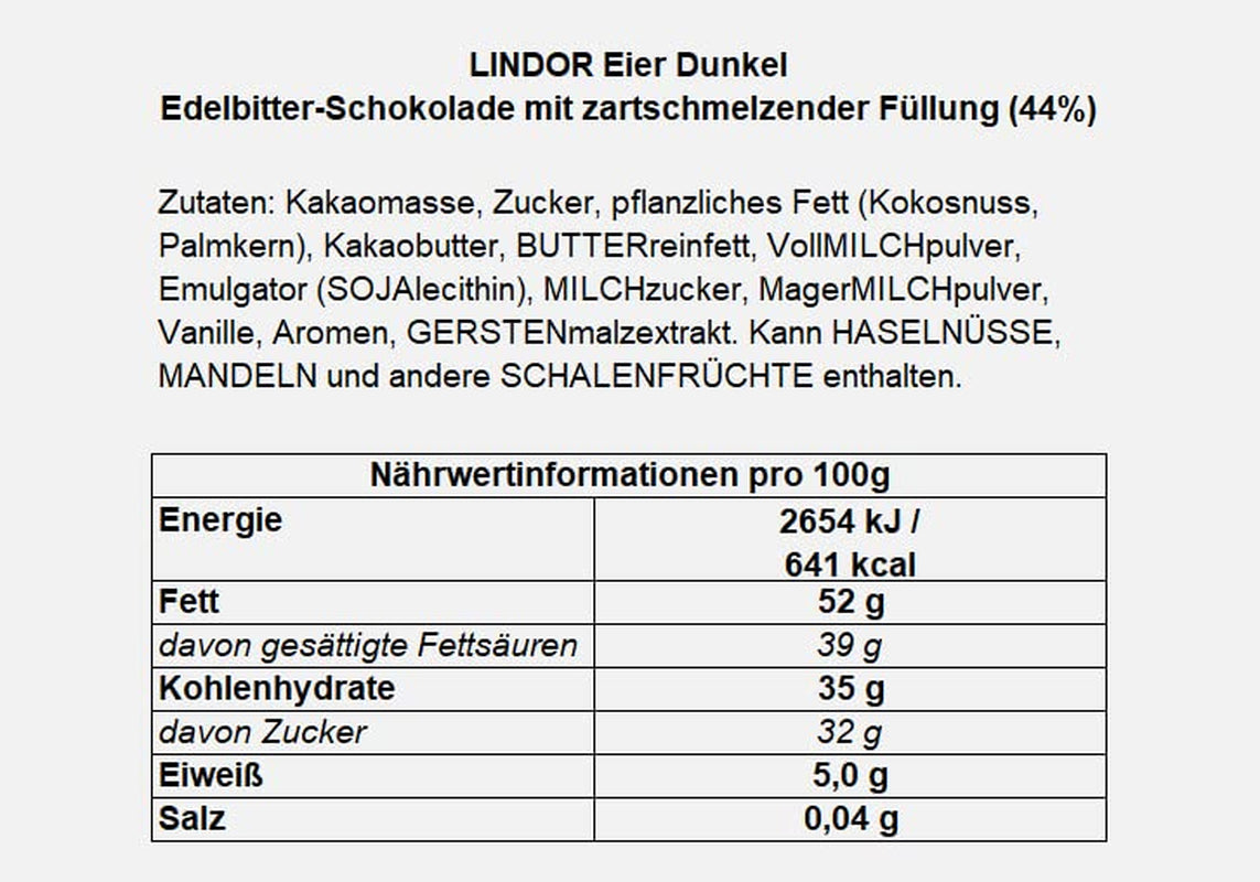 LINDOR tojás Lindt csokoládéval | 4 db 450 g-os doboz | LINDOR tojás szájban olvadó tejcsokoládéval, fehér, sötét és mogyorós töltelékkel | Húsvéti csokoládé | Ajándék csokoládé | Húsvéti tojás | Csokoládé tojás