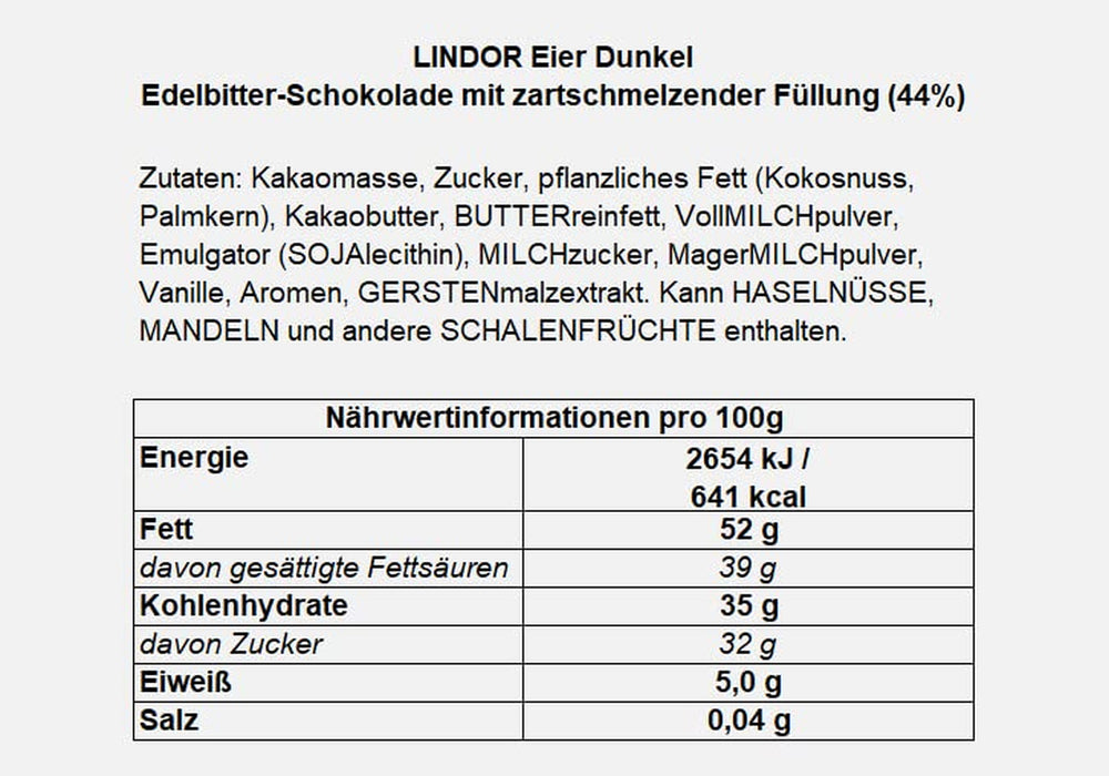 LINDOR tojás Lindt csokoládéval | 4 db 450 g-os doboz | LINDOR tojás szájban olvadó tejcsokoládéval, fehér, sötét és mogyorós töltelékkel | Húsvéti csokoládé | Ajándék csokoládé | Húsvéti tojás | Csokoládé tojás