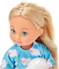 Simba 105733406 - Evi Love Good Night, Spielpuppe im süssen Schlafanzug mit Cuscheltier und Zahntzzubehör, 12 cm, ab 3 év