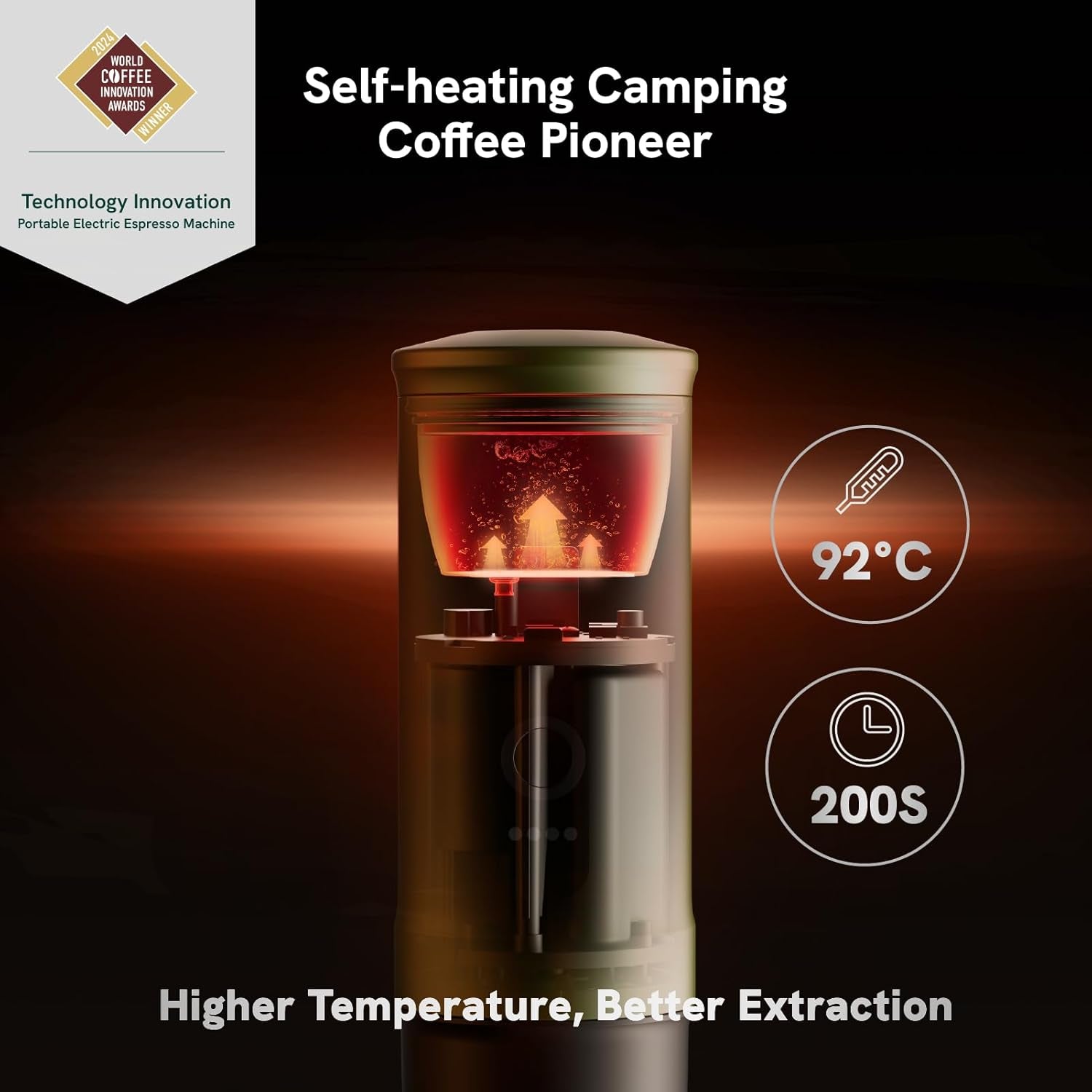 Espressor electric portabil OutIn Nano, aparat de cafea pentru camping, autoîncălzire cu USB-C, compatibil cu cafea măcinată și capsule NS