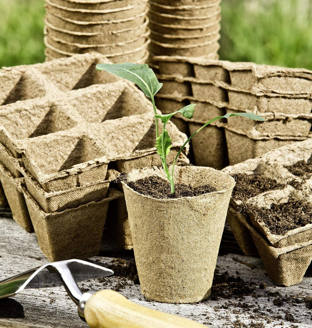 Ghivece pentru răsaduri Windhager, 48 bucăți, diametru 8 cm, maro, fără turbă, 04343