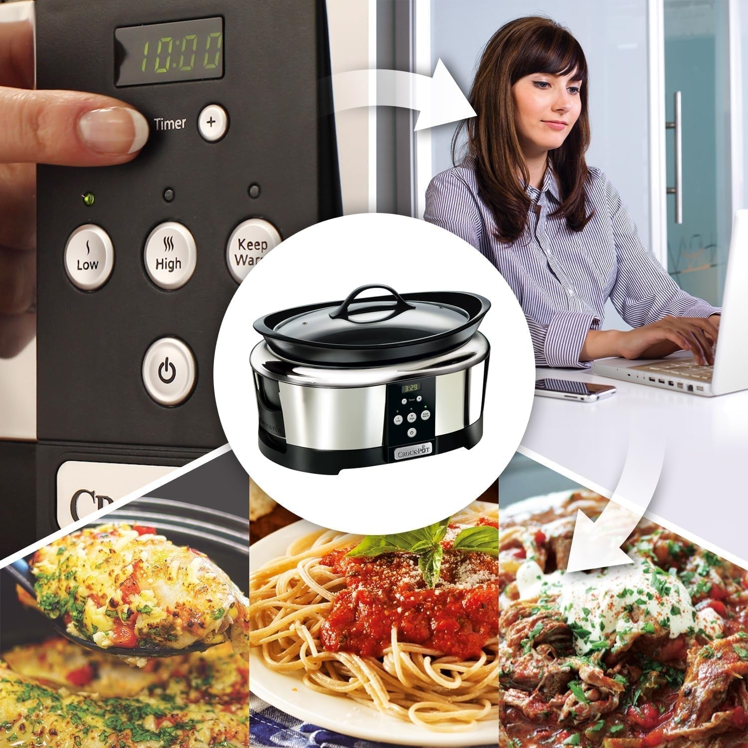 Crockpot, Lassú tűzhely elektronikus, 5,7 L (5-6 fő) Slow Cooker Naty Shop