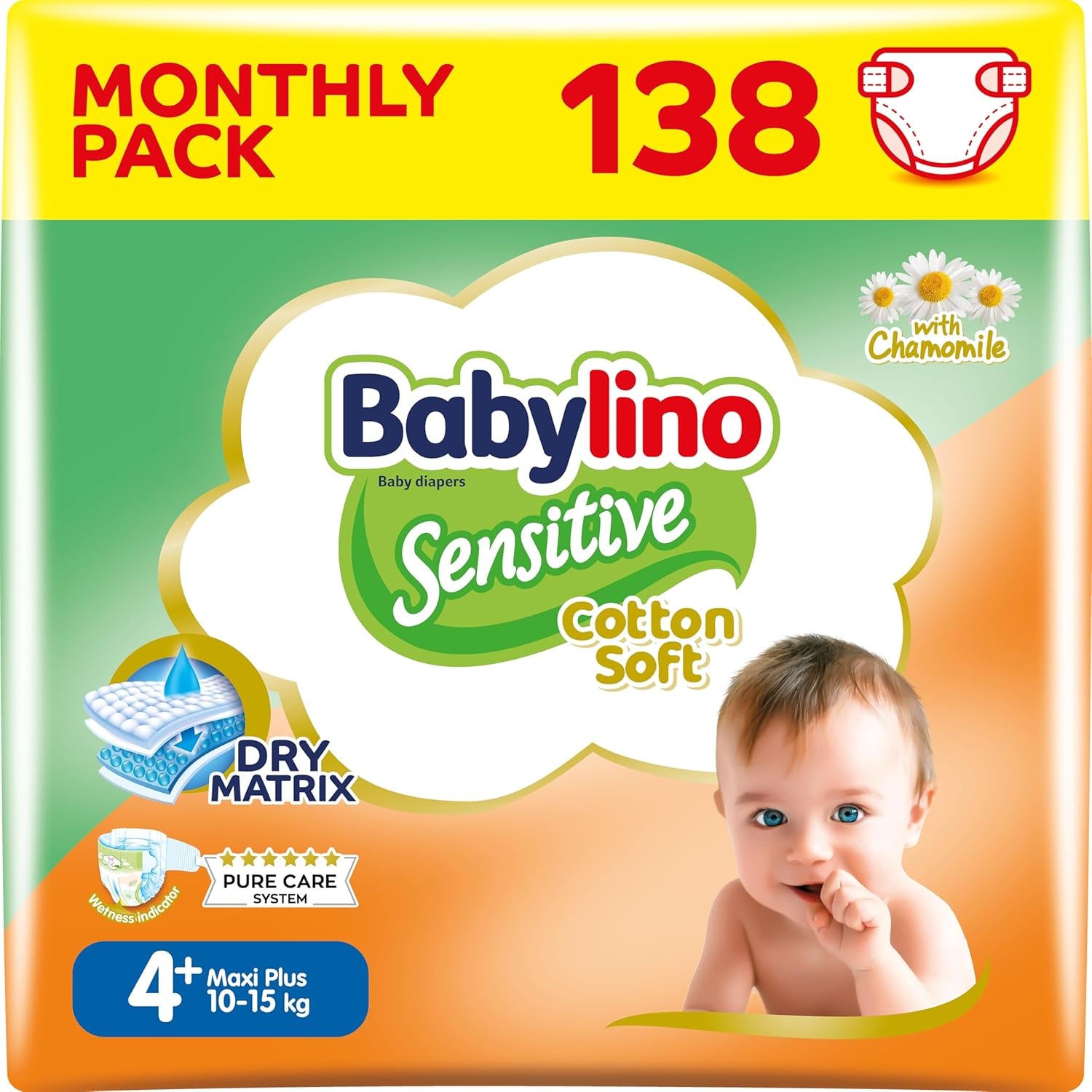 Scutece pentru bebeluși sensibili, mărimea 6, extra mari (13-18 kg), 114 scutece