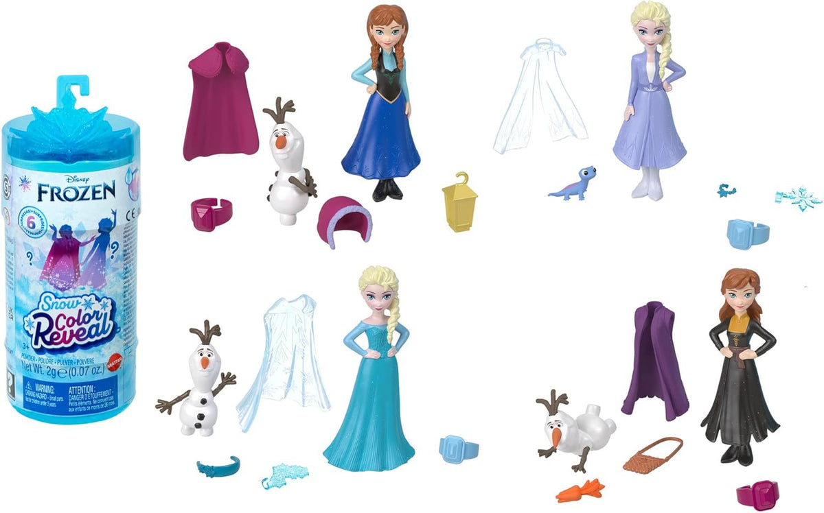 DISNEY Die Eiskönigin - Snow Color Reveal Puppen mit 6 Überraschungen, beleértve a königlichem Zubehör und Haarschmuck-Deckel, für Kinder ab 3 Jahren, HMB83