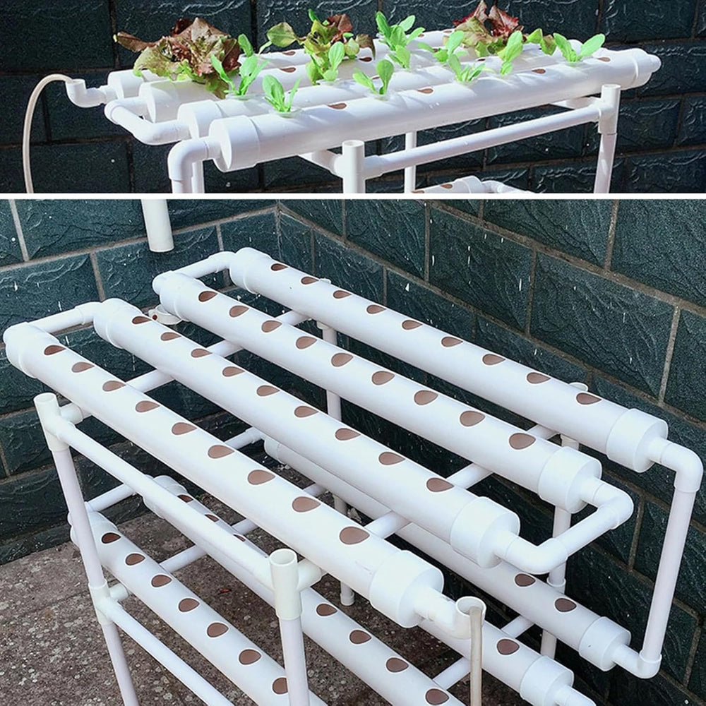 Hidroponikus termesztő készlet PVC hidroponikus termesztőrendszer 2 rétegű 72 lyukú hidroponikus rendszer termesztő készlet Talajmentes növénytermesztő rendszerek Talajmentes hidroponikus termesztőrendszer vízben