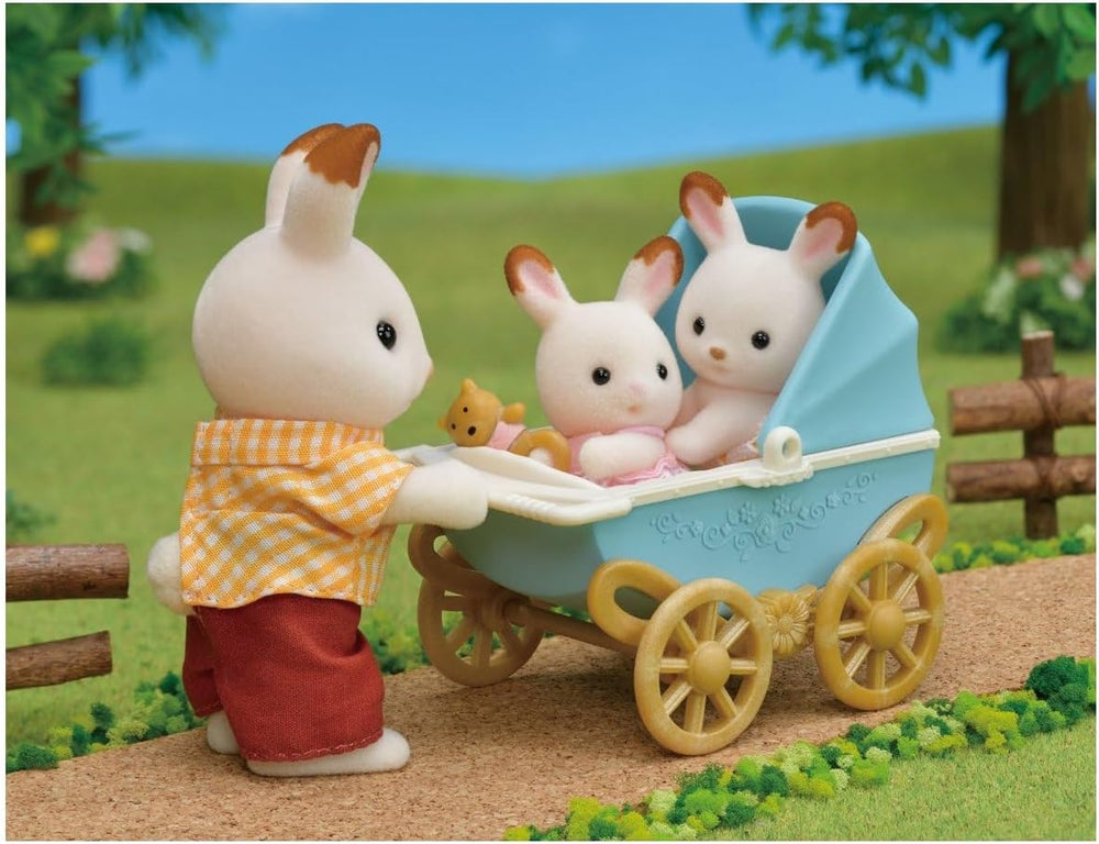 Sylvanian Families 5432 Schokoladenhasen Zwillinge mit Kinderwagen - Puppenhaus Spielset