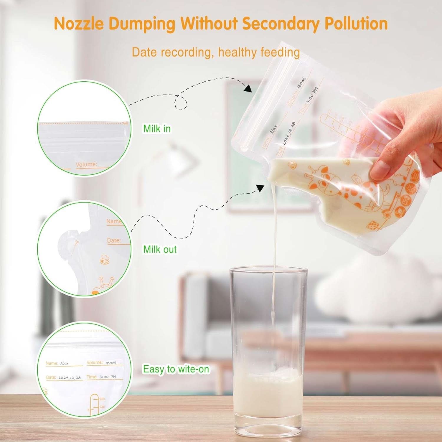 Vinabo 50 Stück Muttermilchbeutel, 250 ml Bpa-mentes Muttermilch tároló táska, Milchbeutel Für Muttermilch Mit Ausgießer Für Das Stillen, Selbststehender, Kann Eingefroren Werden, Vorsterilisiert Kiegészítők Élelmiszer és szoptatás