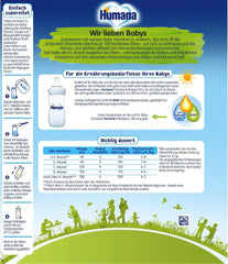Humana Initial Milk 1, születéstől, tejpor csecsemőtejhez, anyatej mellett vagy csecsemők egyedüli táplálékaként, csak DHA-t és laktózt tartalmazó kezdőtáp, 750 g Mother and Child Naty Shop