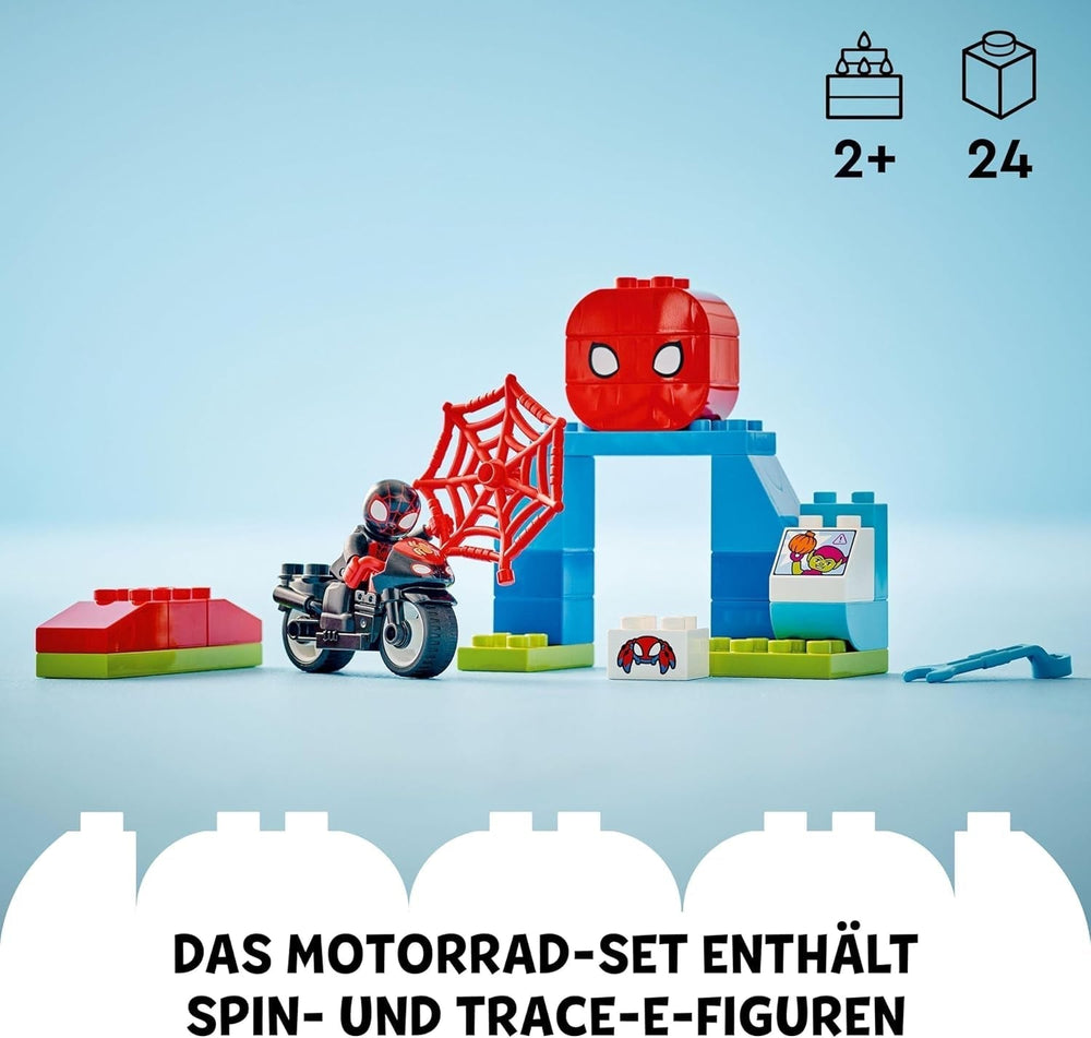LEGO DUPLO Marvel Spins Motorkerékpáros kaland, Fantasy játékkészlet a Pók és szuper barátai című tévésorozathoz, építhető és újjáépíthető oktatójáték 2 éves és idősebb gyermekek számára 10424 építőkészlet Besuche den LEGO-Store