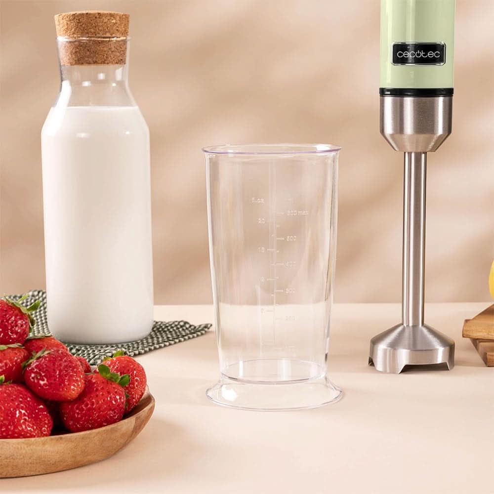 Cecotec Stabmixer Power Retrogreen 1200MAX Cream&Crush, Maximalleistung 1200 W, Crossblades-Technology, 2 sebesség, Zubehörset Spülmaschinenfest, Spritzschutzhaube Kitchen Naty Shop