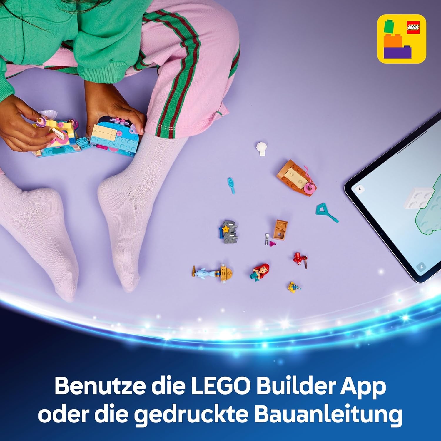 LEGO ǀ Disney Princess Arielles varázslatos mini kastély - Spielzeug Schloss aus Die kleine Meerjungfrau mit Einer Micro Puppe, Tierfiguren Sebastian & Fabius - Geschenk für Mädchen ab 5 Jahren - 43285