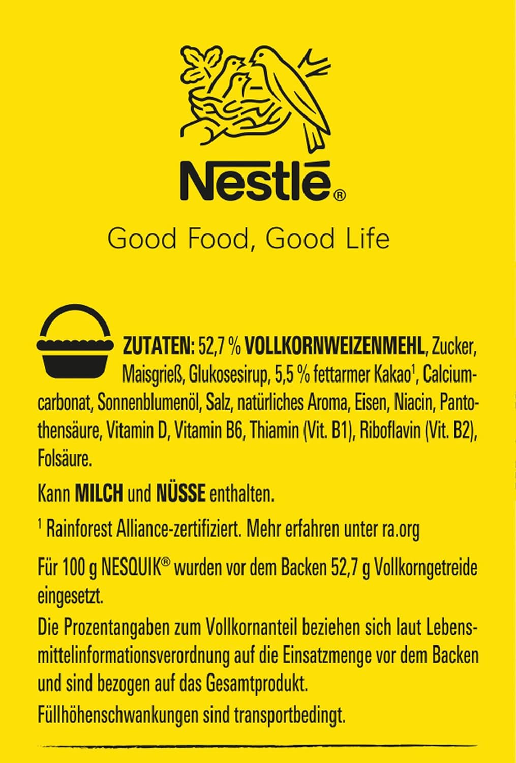 Nesquik Nestlé Nesquik Crunchy reggeli, gabonapehely csokoládéval és teljes kiőrlésű gabonával, 1 csomag (1 x 330 g)