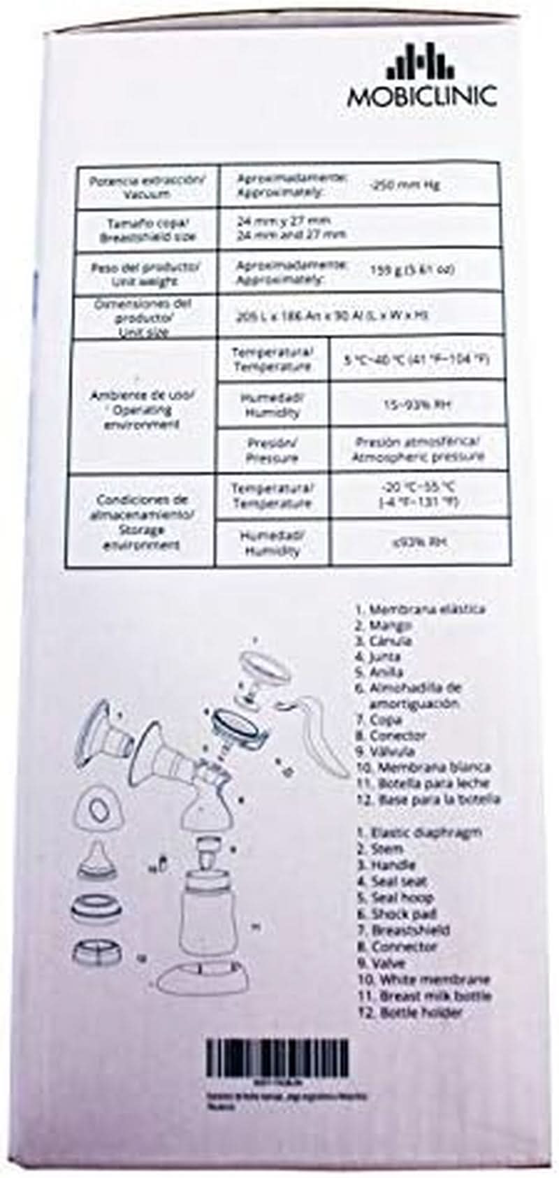 Mobiclinic ®, kézi mellszívó, európai márka, ergonomikus fogantyú Kiegészítők Élelmiszer és szoptatás Bebe Naty Shop