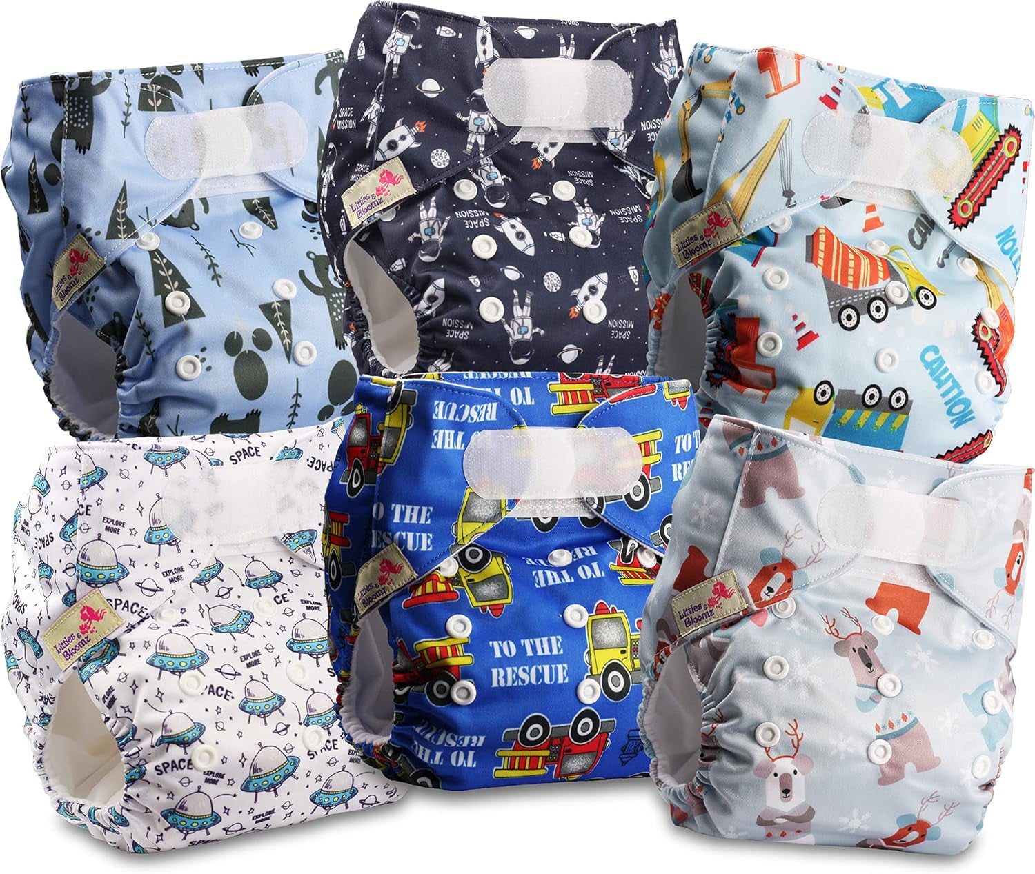 Littles és Bloomz újrafelhasználható pelenka FLV2-0602, szabványos horogzáras, 6 pelenka