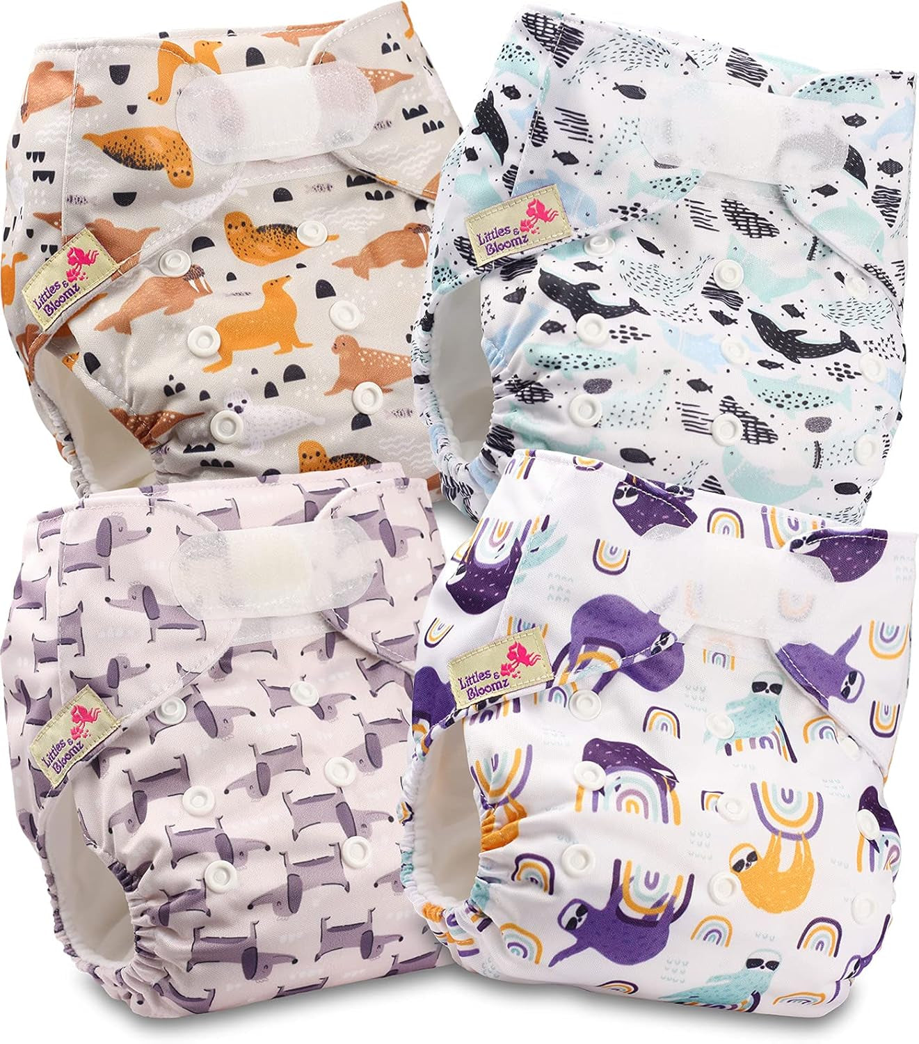 Littles és Bloomz újrafelhasználható pelenka FLV2-0602, szabványos horogzáras, 6 pelenka