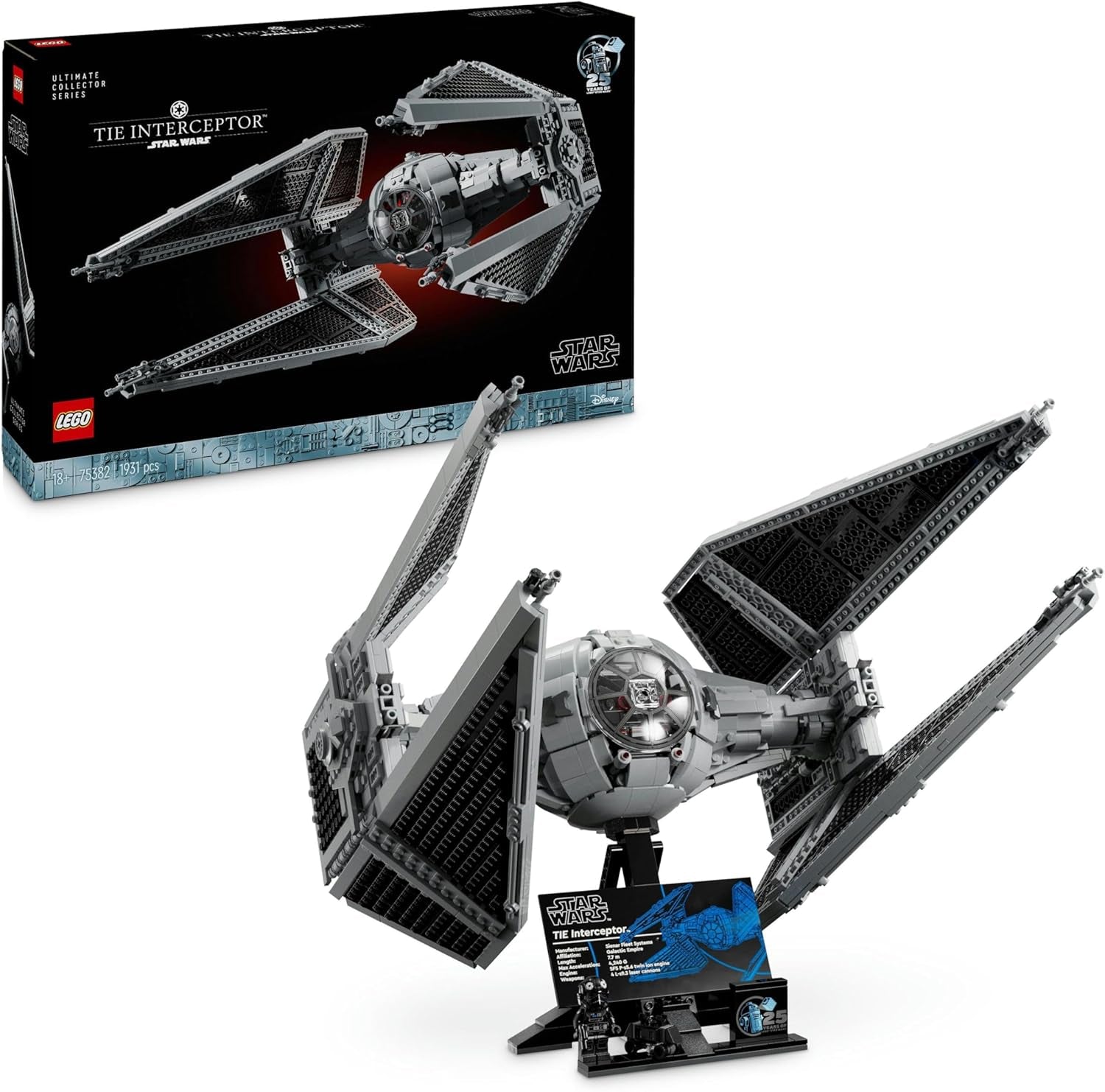LEGO Star Wars Tie Interceptor, set de construcție creativă din seria Ultimate Collector pentru adulți, model de cărămidă Starfighter, cadou pentru fani, piesă de colecție, set Ucs 75382 Seturi de constructie Besuche den LEGO-Store Titlu implicit