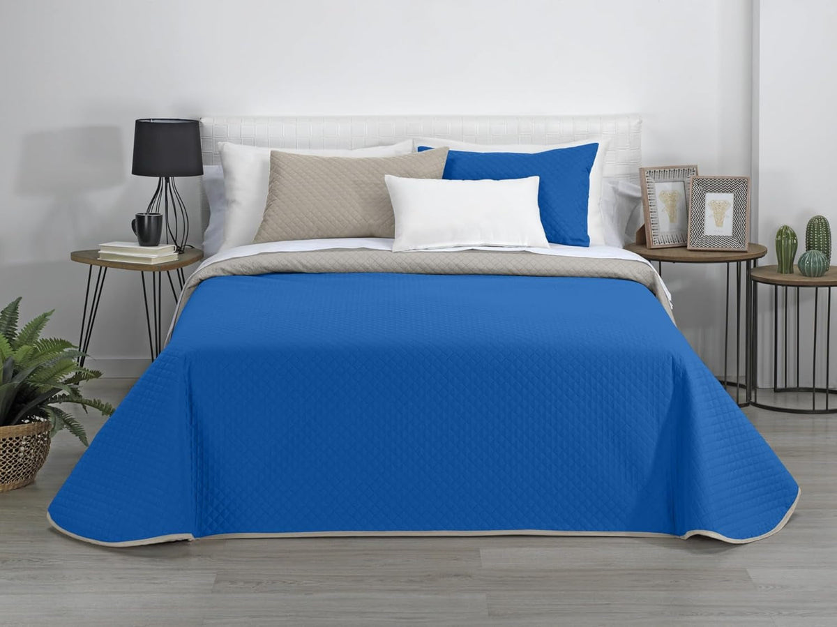 Estoralis | AVA | Megfordítható Boutique Quilt | Minden évszakhoz | Szín - szürke/kék | Ágynak 80/90 cm. ágy. (180 X 270 cm. Ancho X Alto) | Steppelt paplan Paplanok és paplanok Naty Shop Alapértelmezett cím