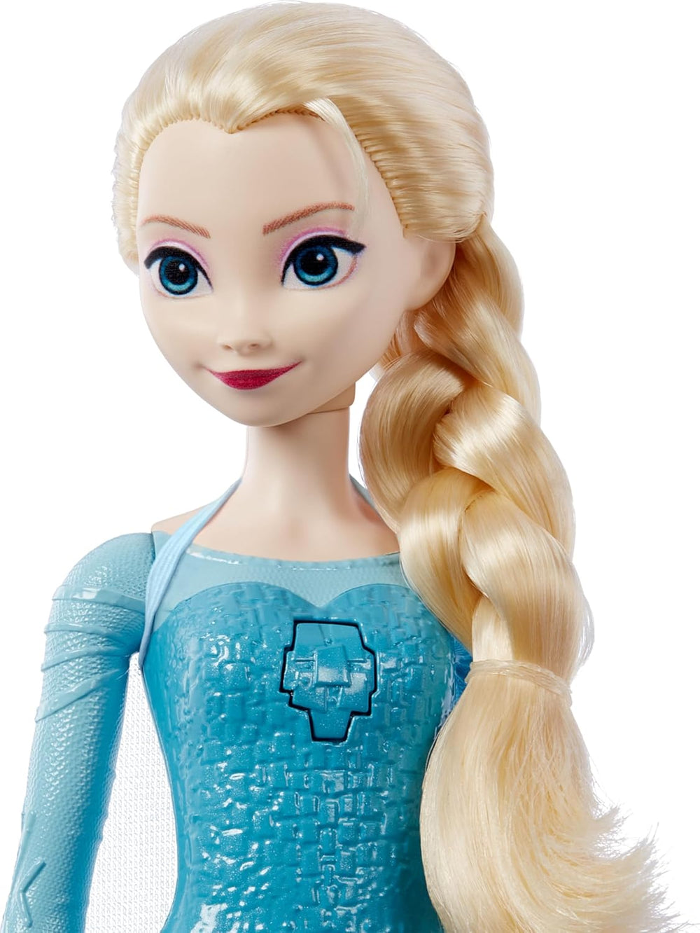 Jucăriile Mattel Disney Frozen, păpușa Elsa cântătoare în ținuta emblematică, cântă Let It Go din filmul Disney Frozen, pentru copii