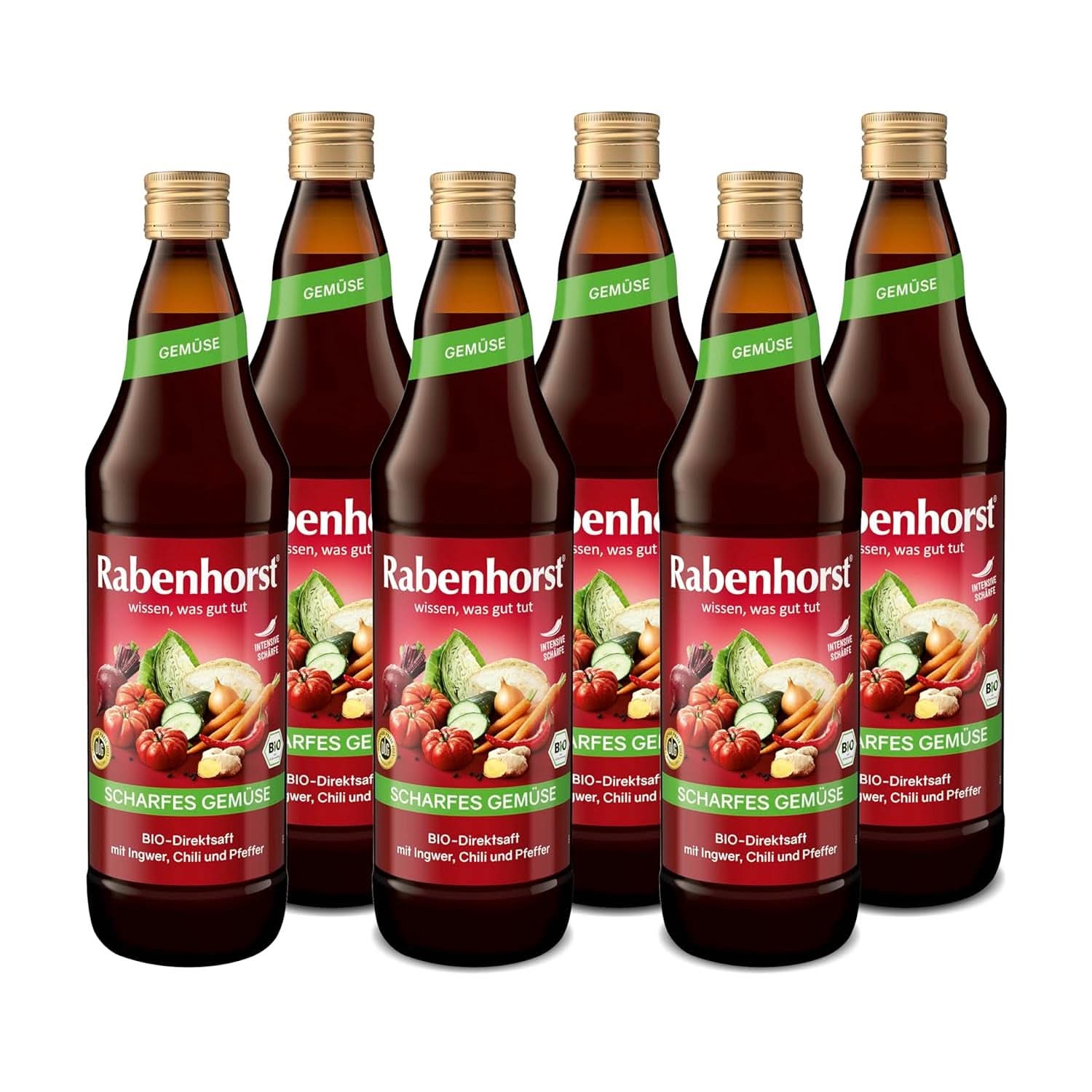 RABENHORST (6 x 700 ml) - Suc de legume de înaltă calitate din diferite legume cu o aromă picantă intensă Bauturi fara alcool Naty Shop