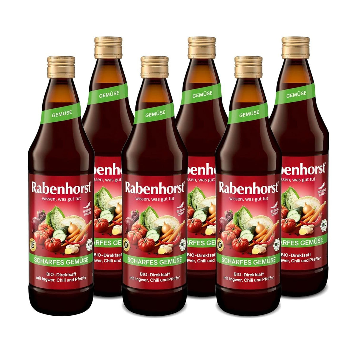 RABENHORST (6 x 700 ml) - Kiváló minőségű zöldséglé különböző zöldségekből, intenzív fűszeres ízzel Alkoholmentes italok Naty Shop