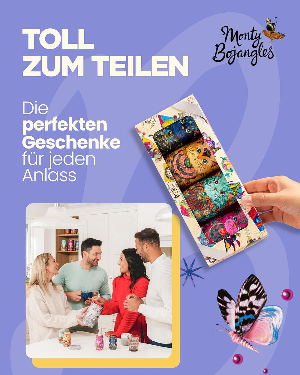 Monty Bojangles Savanna Gold csokoládé szarvasgomba (135 g) kakaóporos praliné ajándék szett egyedi macska design gyűjtődobozban, flutter skót ízben