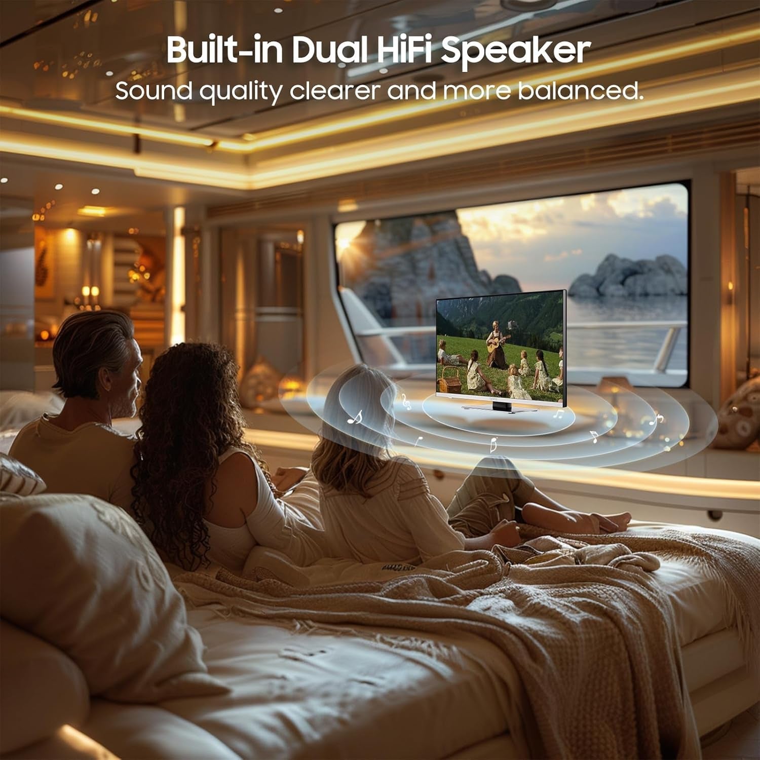 Televizor SYLVOX de 12 volți, televizor de camping de 22 de inci, televizor inteligent Android 1080P cu player DVD integrat, tuner triplu WiFi Bluetooth alimentat DC/AC fără ramă pentru autorulote, camioane, caravane, autoutilitare și bărci