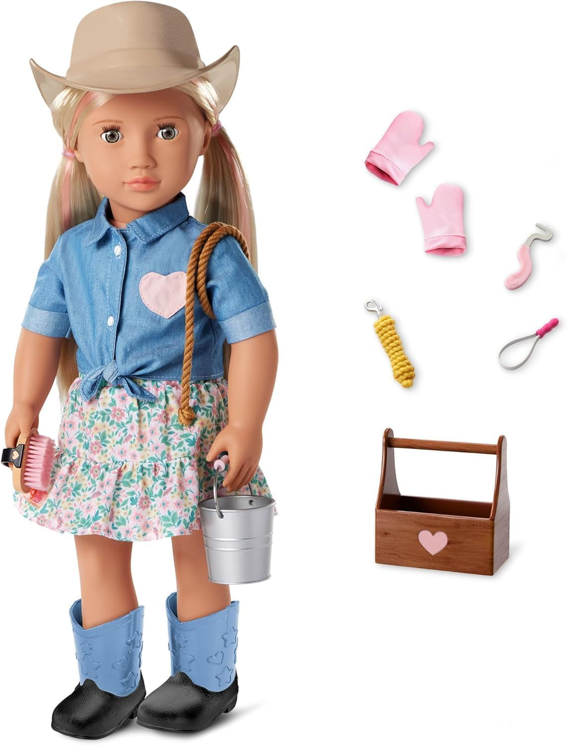 Our Generation - Reese - Bewegliche 46 cm-Puppe - Lebensechte braune Augen & langes braunes Haar - Handgepäck und Reisezubehör - Vorgetäuschtes Spiel - Spielzeug für Kinder ab 3 Jahren