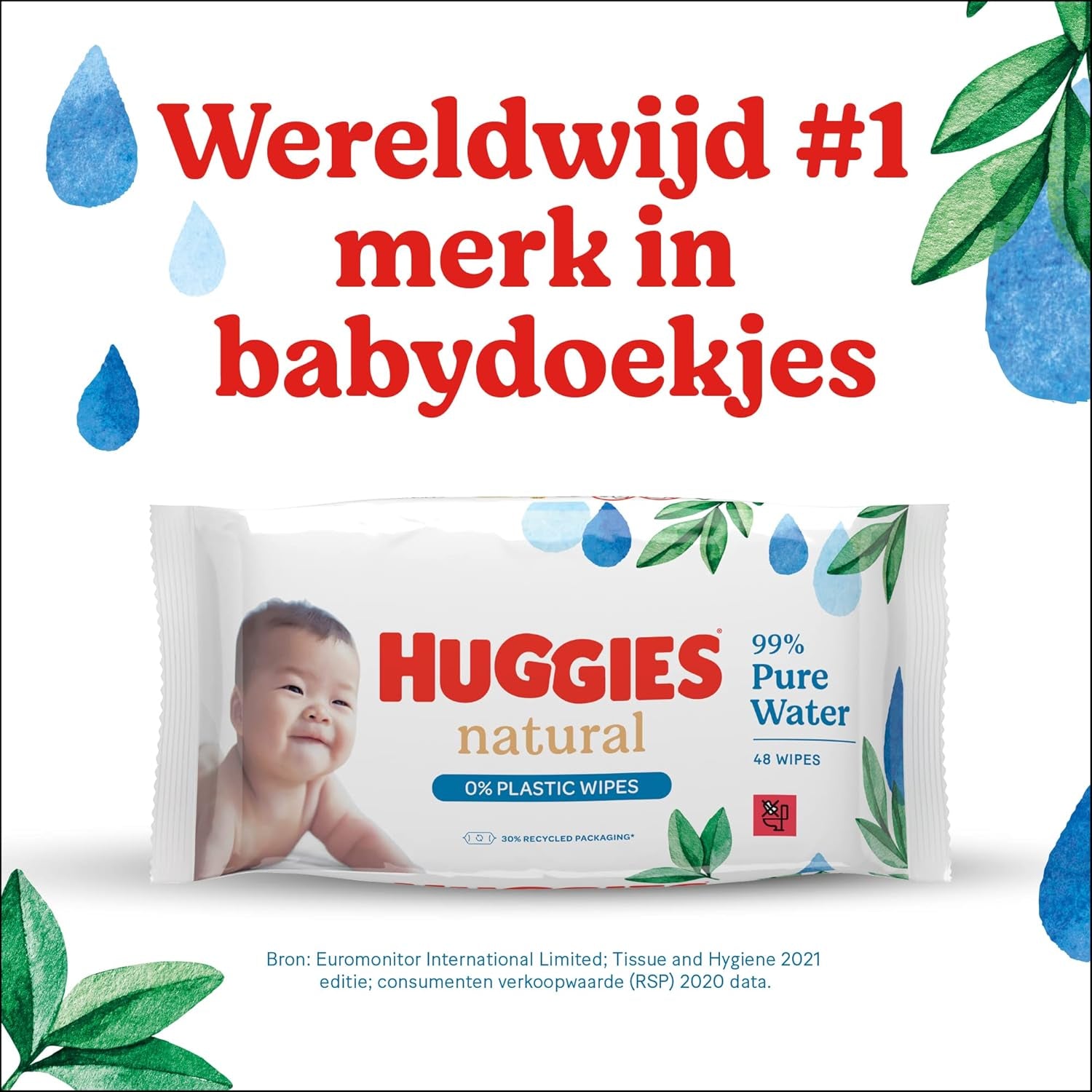 Huggies természetesen biológiailag lebomló nedves törlőkendők érzékeny babáknak, 8 x 48 törlőkendő, tömeges kiszerelés