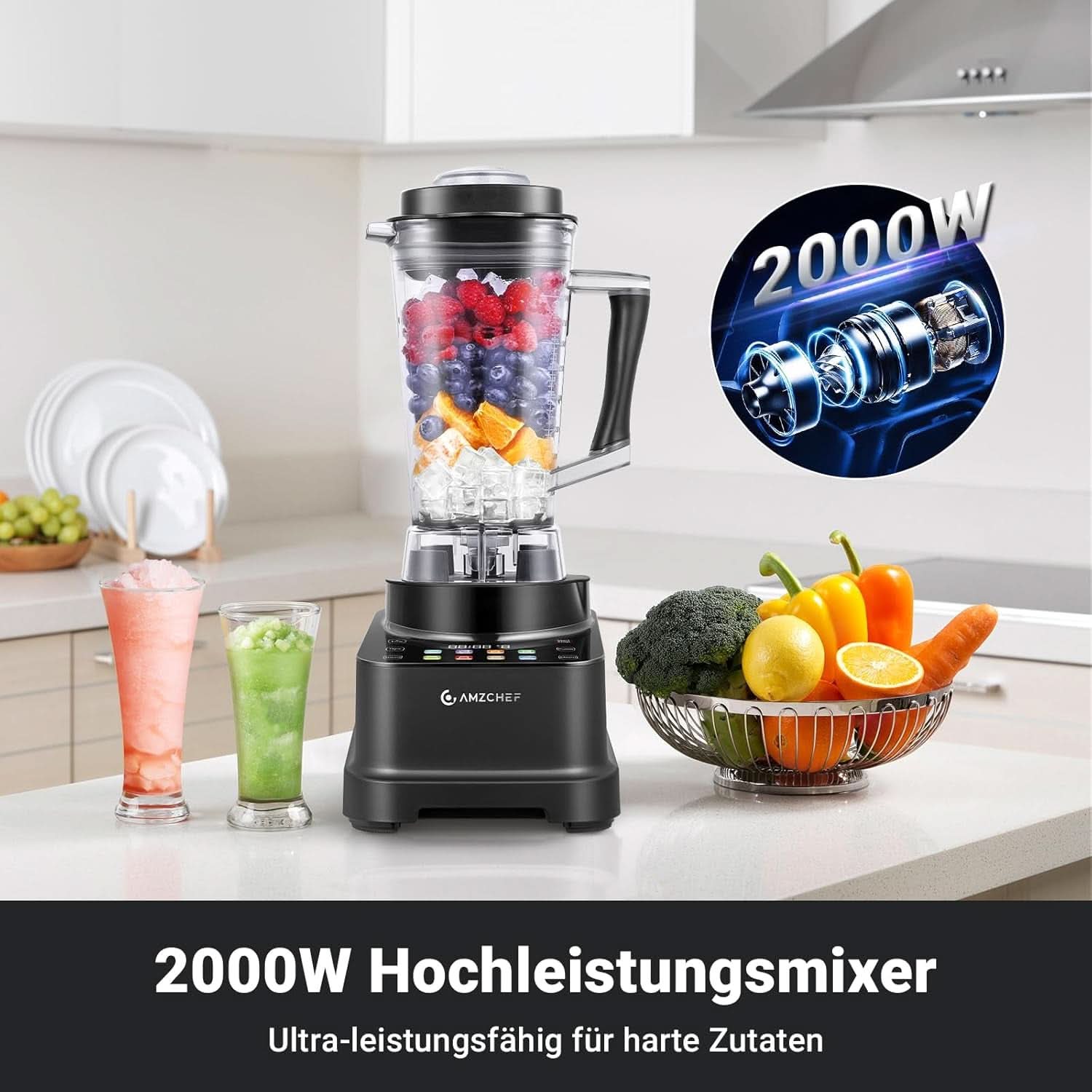 AMZCHEF turmixgép, 8 intelligens menü és 10 sebesség, LCD érintőképernyő Kitchen Naty Shop