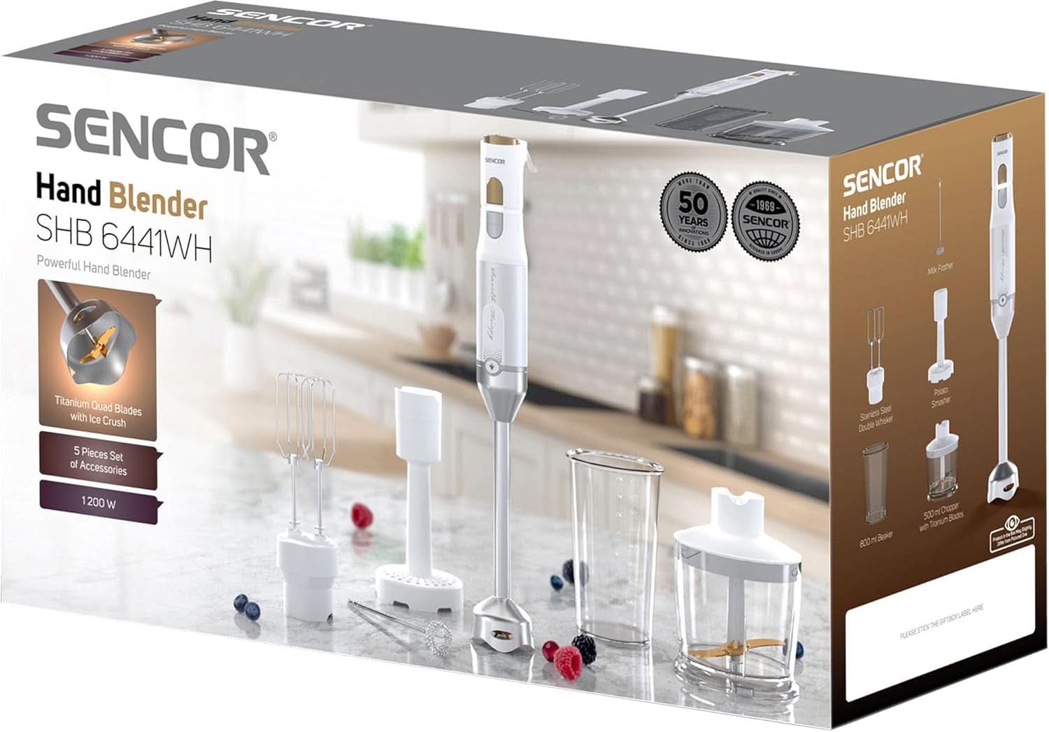 Sencor Multifunktionaler Standmixer, Ultra-Leistungsstark, 6 az 1-ben, 1200 W, Mit Doppel-Schneebesen, Zerkleinerer & Mousseur, Kartoffelstampfer, Quadblade-Klingen Aus Titan, Stufenlose Bucatarie Naty Shop