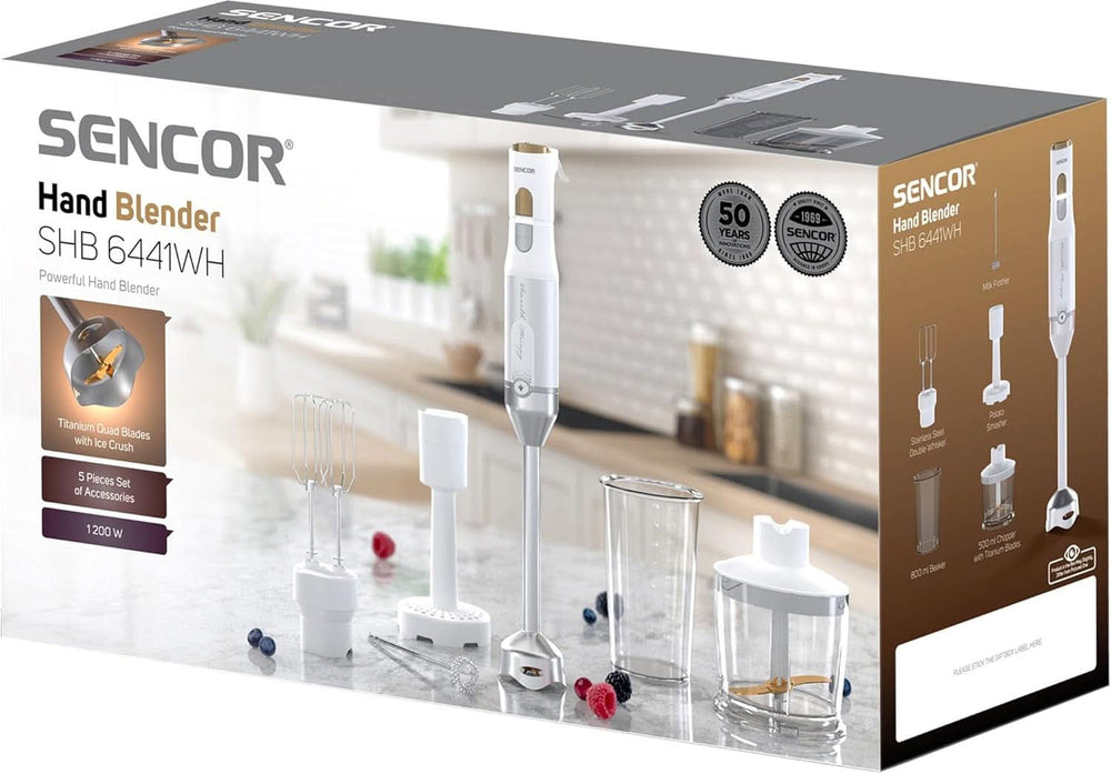 Sencor Multifunktionaler Standmixer, Ultra-Leistungsstark, 6 az 1-ben, 1200 W, Mit Doppel-Schneebesen, Zerkleinerer & Mousseur, Kartoffelstampfer, Quadblade-Klingen Aus Titan, Stufenlose Bucatarie Naty Shop