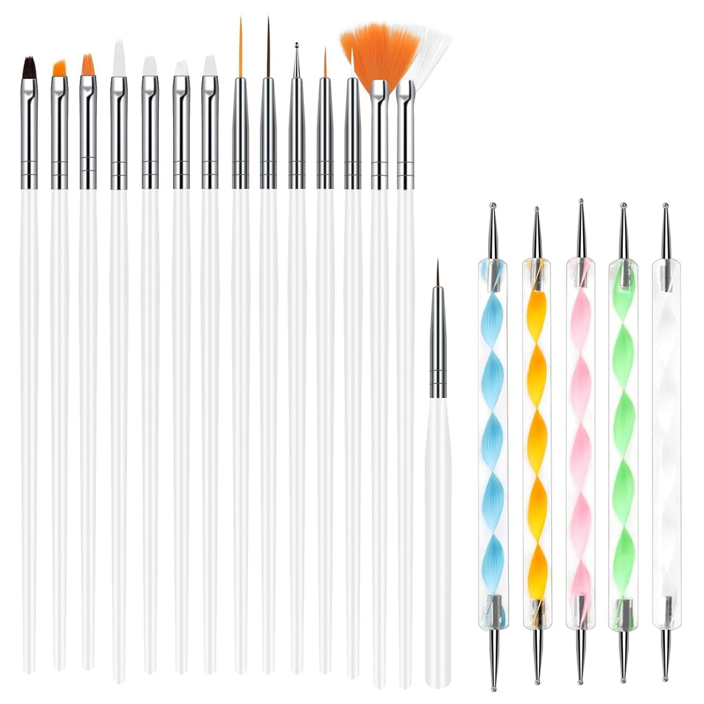 URAQT 20 Stück Nagel Pinsel Set, Nageldesign-Stifte Brush, Acryl Nagel Kunst Pinsel, Nagelbürste Professionell Malerei Pen Für Gelnägel Uv-Gel Nageldesign Nail Art