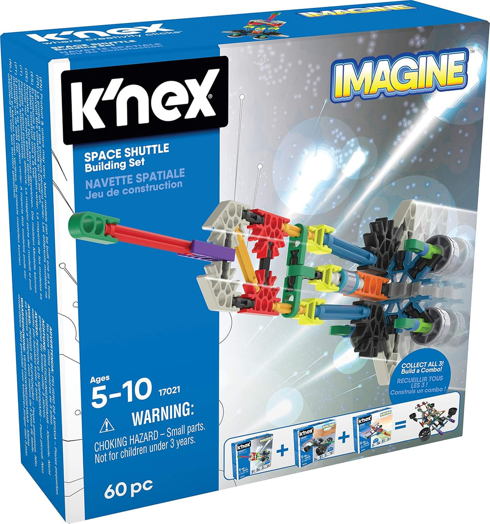 K'Nex Phantasie-Space Shuttle Spielzeug-Baukasten, Basic Fun, 17021, 60 Teile, pädagogisches Weltraum-Spielzeug für Kinder, geeignet für Jungen und Mädchen im Age von 5-10 Jahren