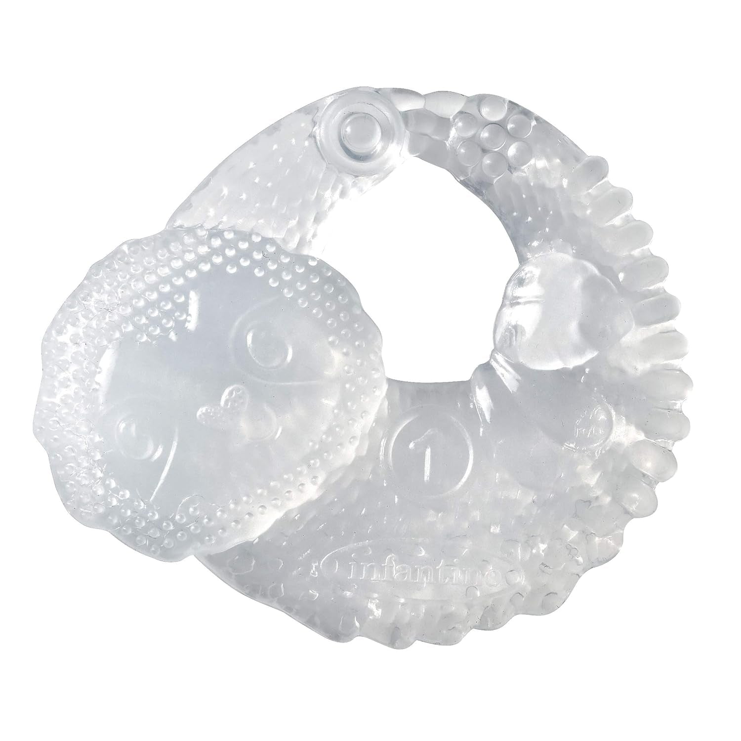 Infantino 316564-01 Inele de dentiție transparente Infantino – Inel de dentiție moale, fabricat din material non-toxic, pentru dezvoltarea senzorială și susținerea dentiției, multicolor