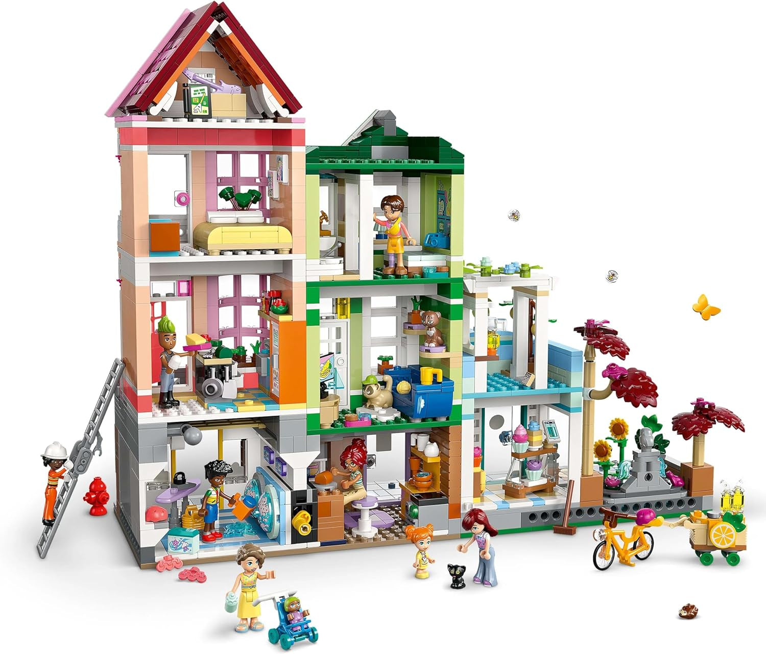 LEGO Friends Heartlake City Living and Shopping Street, set de construcție pentru jocuri de rol cu 9 personaje (inclusiv 7 minifigurine) și 3 pisici, cadou pentru fete și adolescenți, casă de jucării 42670 Seturi de constructie Besuche den LEGO-Store