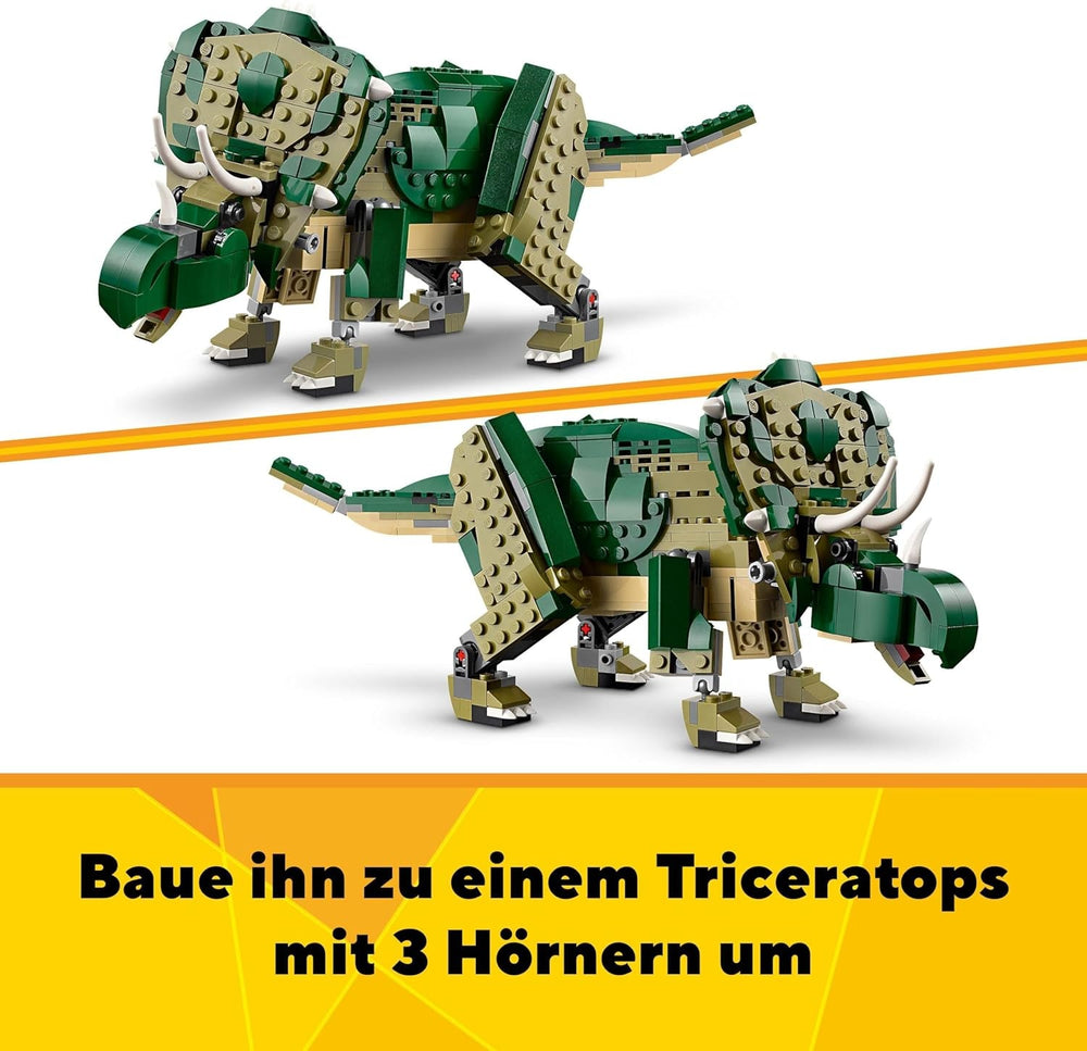 LEGO Creator T.Rex, Dino 3 az 1-ben átalakítható Triceratops vagy Pterodactyl, Mobil dinoszaurusz modell gyerekeknek, Ajándék fiúknak és lányoknak 31151 Építőkészletek Besuche den LEGO-Store