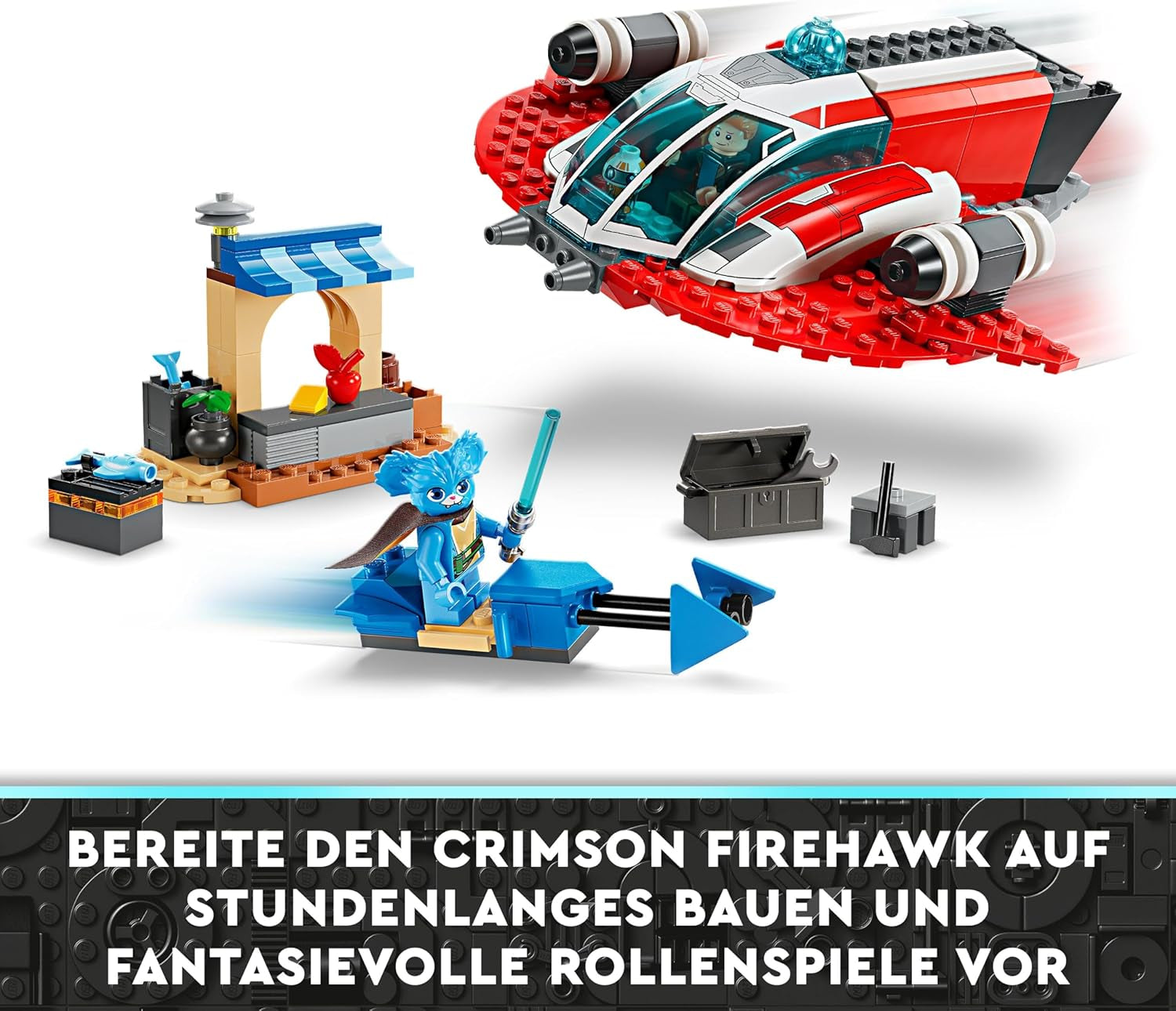 LEGO Star Wars: A fiatal Jedi Bíbor Firehawk kalandjai, kezdőkészlet gyerekeknek megépíthető űrhajóval, motorkerékpárral és 3 figurával, ajándék fiúknak és lányoknak 4 éves 75384 építőkészlet Besuche den LEGO-Store