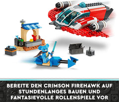 LEGO Star Wars: A fiatal Jedi Bíbor Firehawk kalandjai, kezdőkészlet gyerekeknek megépíthető űrhajóval, motorkerékpárral és 3 figurával, ajándék fiúknak és lányoknak 4 éves 75384 építőkészlet Besuche den LEGO-Store
