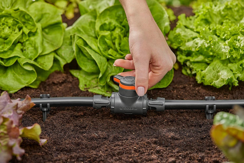 Supapă de reglare și închidere Gardena Micro-Drip-System 13 mm (1/2 inch): Închidere simplă a țevilor și reglare continuă a debitului de apă, accesoriu pentru pozarea țevilor de picurare (13207-20)