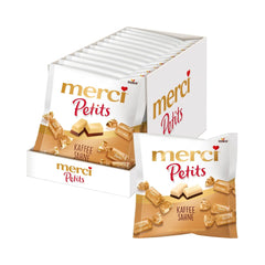 Merci Petits Kávékrém - 12 x 125g - Kis fehér csokoládé praliné finom csokoládéra kávékrémmel - Egyedi csomagolású csokoládé praliné