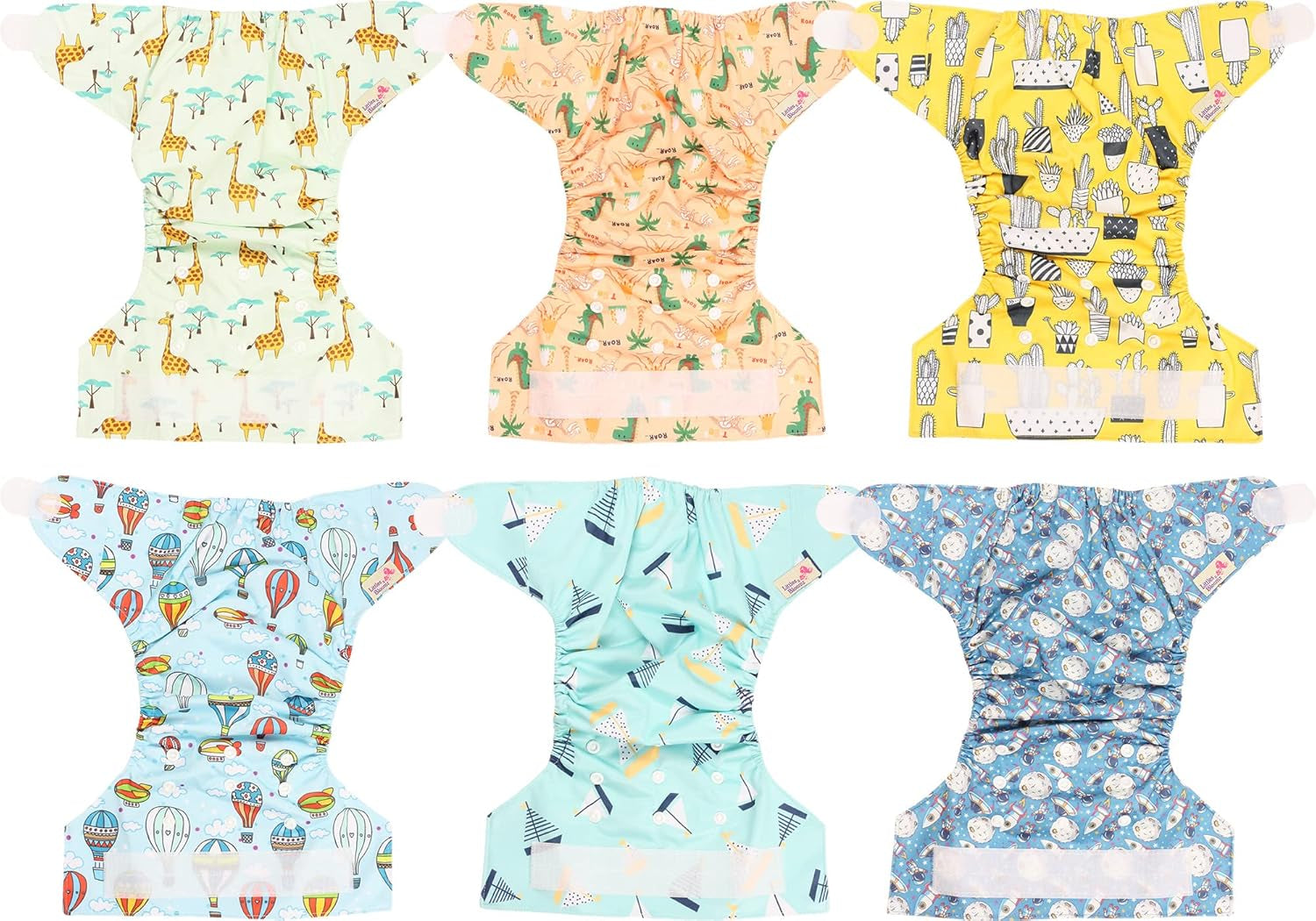 Littles és Bloomz újrafelhasználható pelenka FLV2-0602, szabványos horogzáras, 6 pelenka