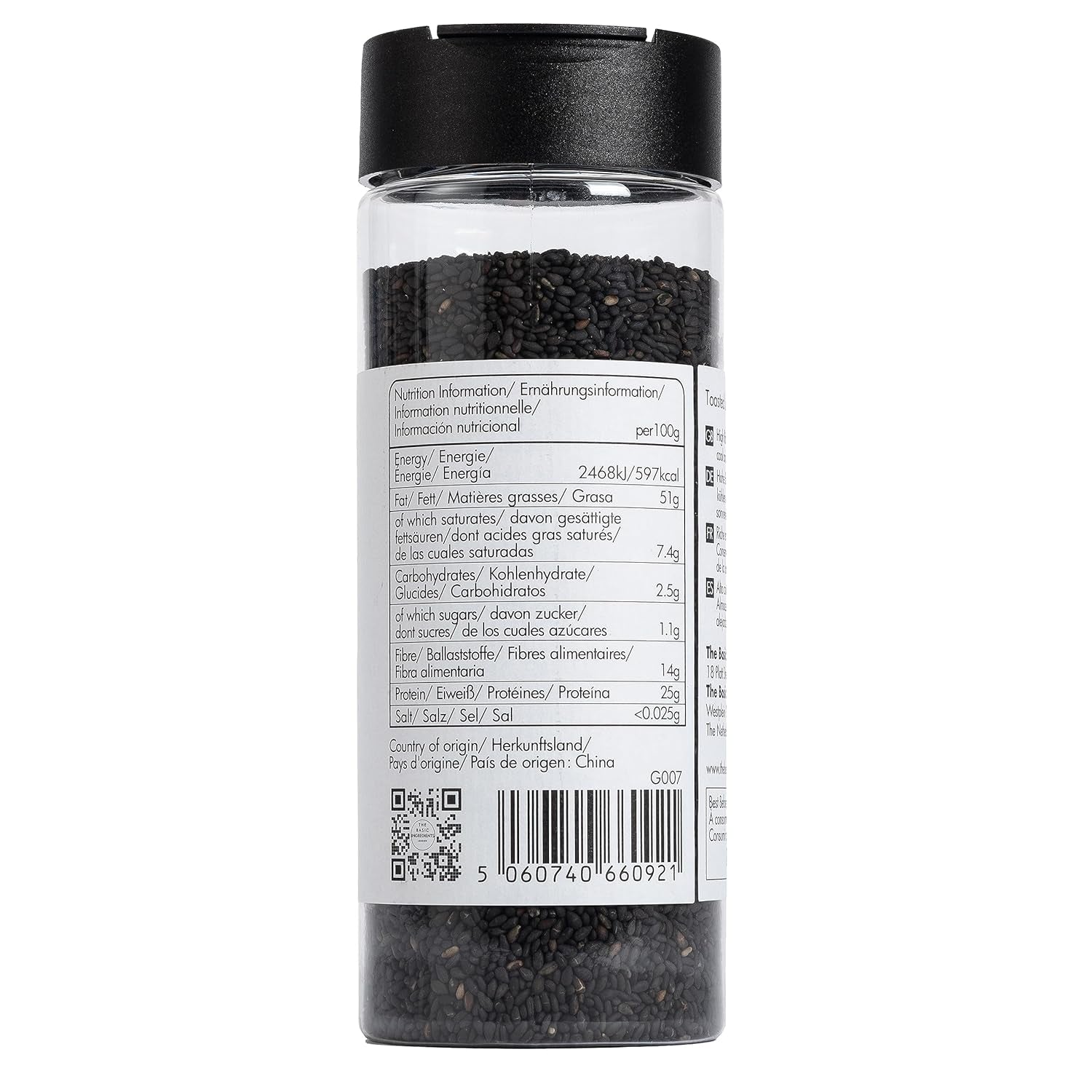 - Gerösteter schwarzer szezám 150g | Ballaststoffreich | Fehérjeforrások vegán | Reiches Aroma | Antioxidáns | Einfach streuen