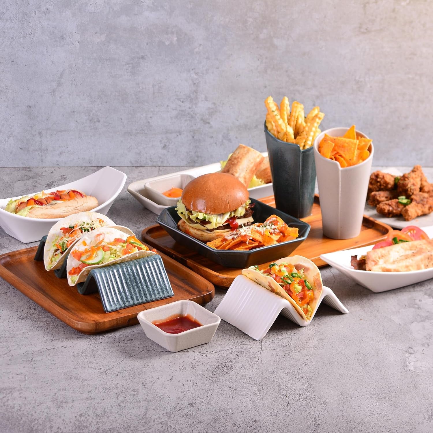 CreaTable, 33984, seria Street Food, set de veselă pentru 2 persoane, suport Street Taco 2 din gresie, potrivit pentru mașina de spălat vase și cuptorul cu microunde, producție de calitate